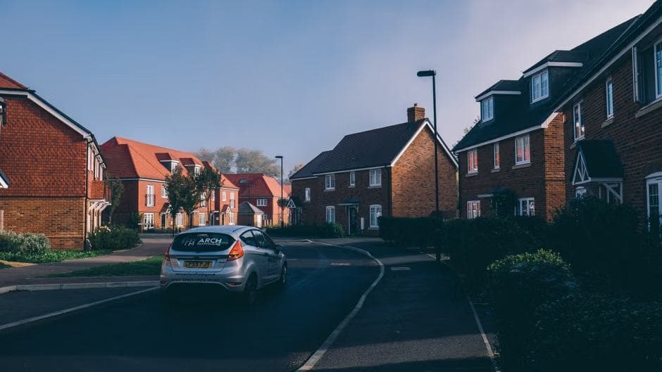 Newly built homes on a residential road in Moseley